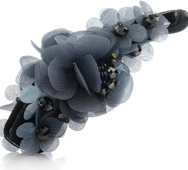 Hot sell  Fashion sweet  flower shape banana clips  beautiful Rhinestone hair ornaments banana clips  KBXJJ010