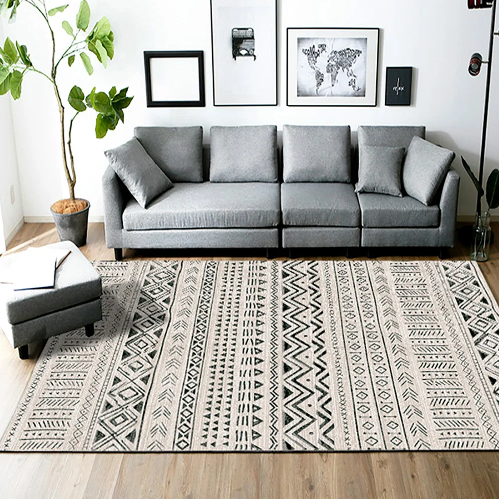 Modern Black Gray Design 100% Polypropylene and Viscose Blend Carpets and Rugs