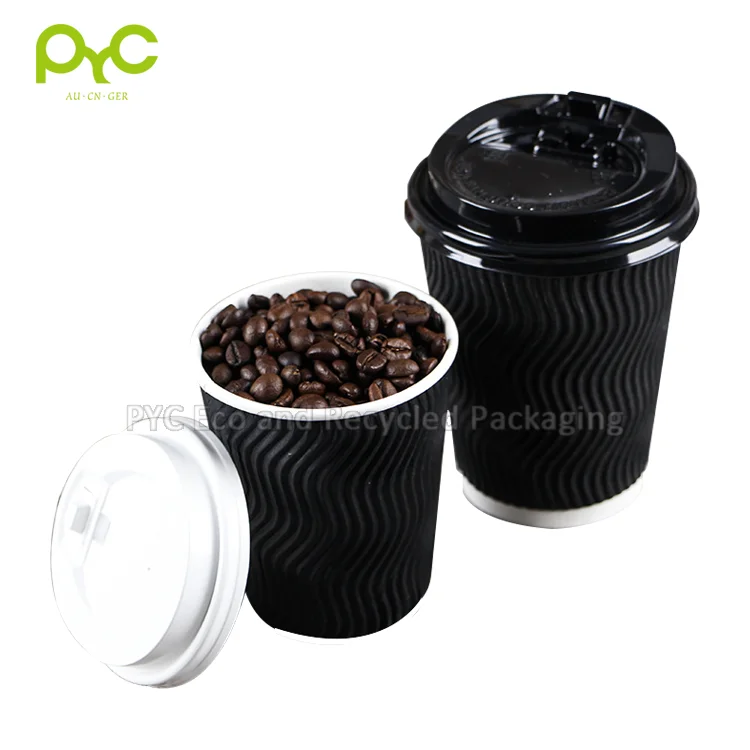 Factory Direct Plain Milk Tea Water Kraft Paper Drink Cup Double Layer Corrugated Disposable Ripple Paper Coffee Cups