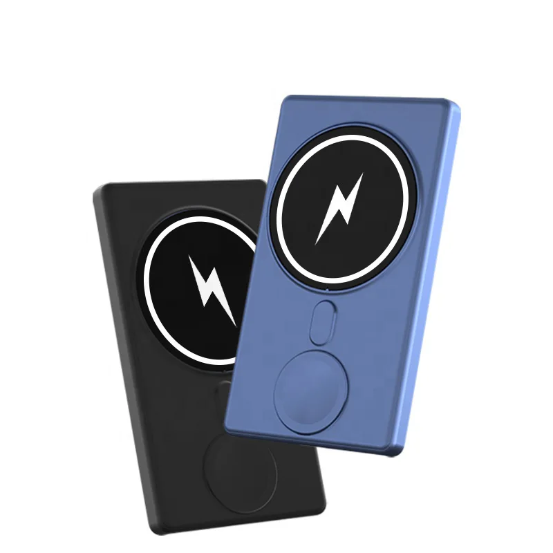 Ultra slim 2 in 1 magnet wireless powerbank qi 15w fast charge 5000mAh magnetic wireless power bank