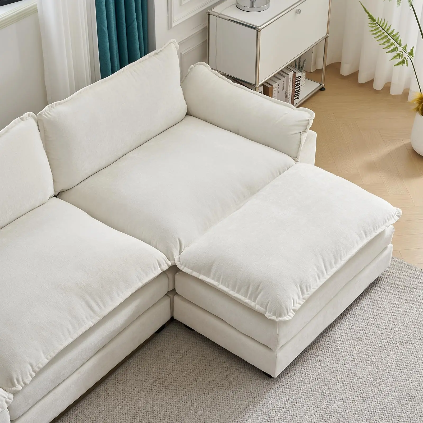 Современная мебель для гостиной 2 дивана секционные loveseat белая ткань L-образный диван набор