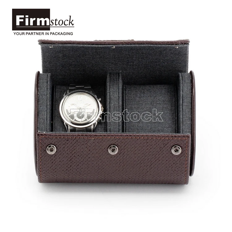 faux diamond watch rolled case single genuine leather storage travel watch roll felt pouch