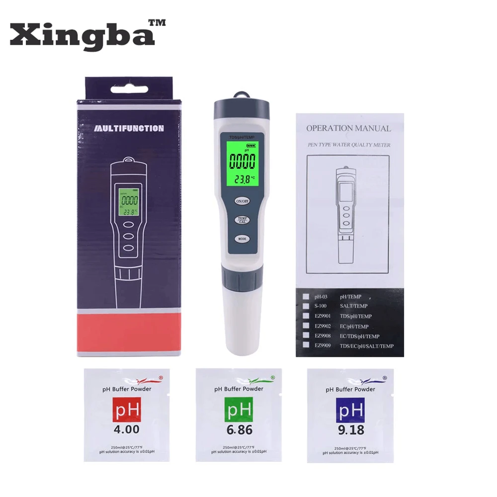 XINGBA Portable Digital PH Meter 0.00-14.0 PH Tester TDS