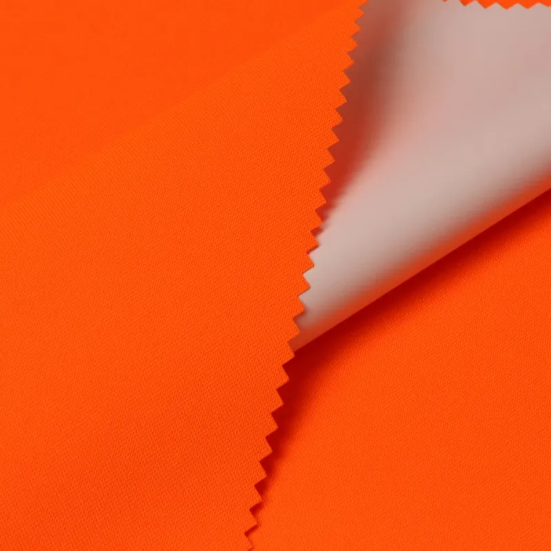 100% POLY 300D Dty Oxford Transfer TPU Plain Fluorescent orange for Outdoor fire-fighting clothes