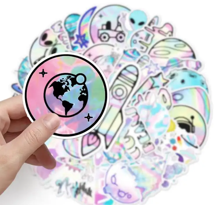 Customized Die Cut  Rainbow Vinyl Die Cut Sticker Paper Printing Hologram Label
