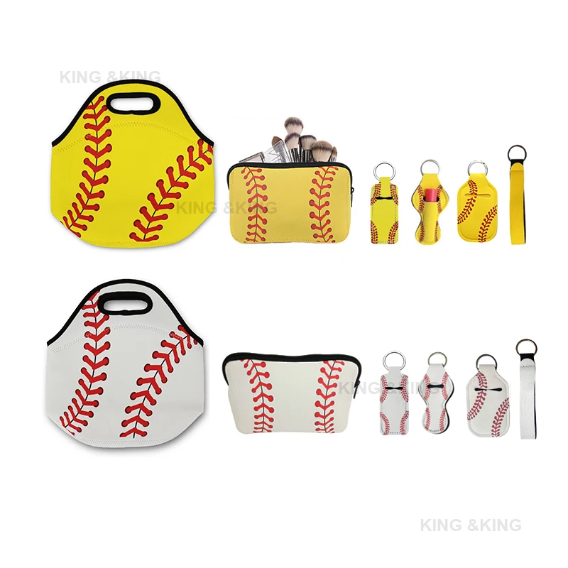 Неопреновые сумки для ланча бейсбольные косметички с брелоком