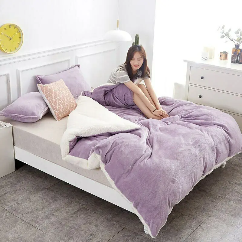 Комплект одеял распродажа полиэстер плюшевый и фланелевый серый/фиолетовый Ab одеяло