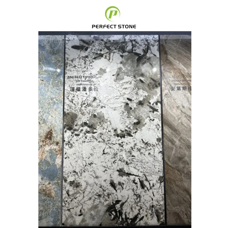 Ceramic Polished Glazed Slabs Pandora Sintered Stone Tile 1600*3200*12mm For Living Room Sintered Stone Slabs