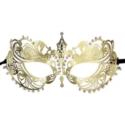 031S Luxury Carnival Party Mask Female Shiny Metallic Silver Transparent Rhinestone Venetian Mask For Eyes
