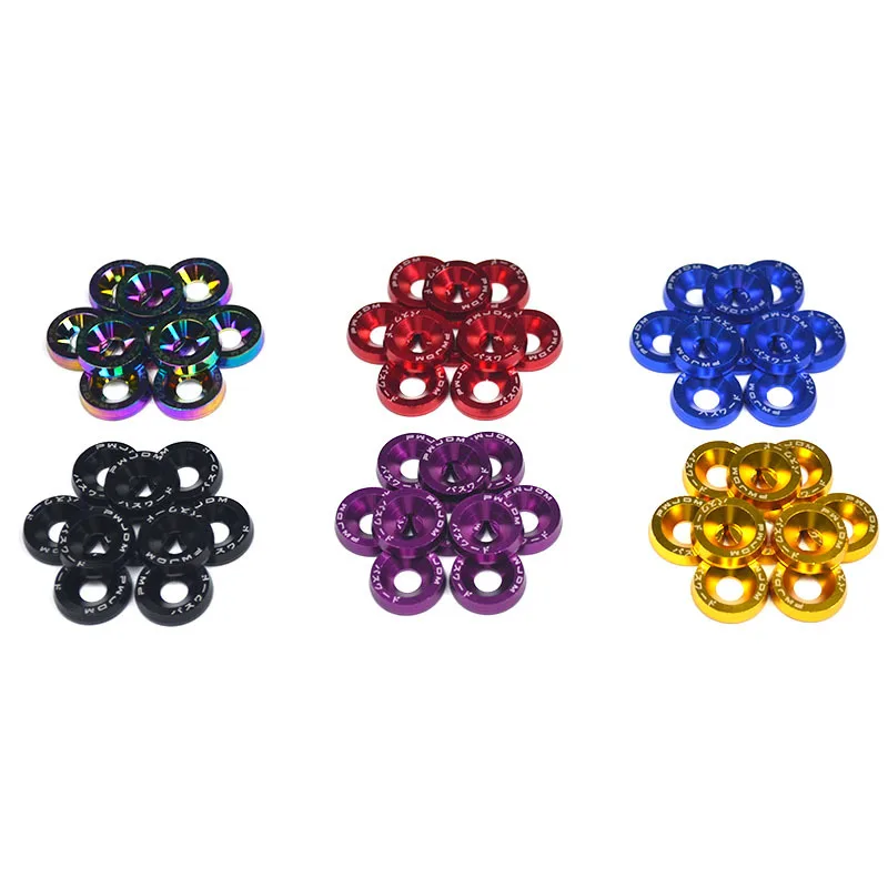 ready to ship yellow red blue black colors Aluminum decoration washers with screws for electric car motorcycle