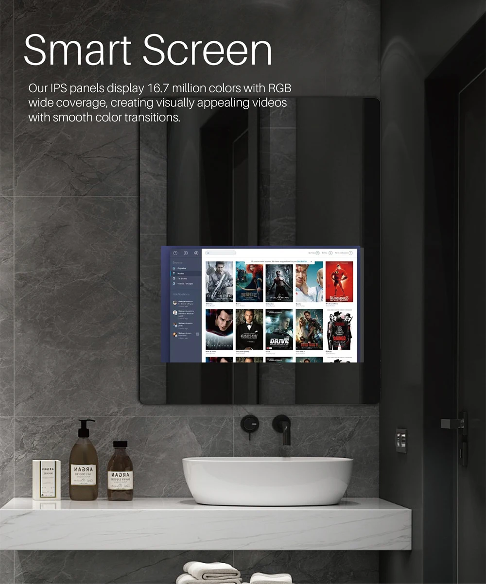 New Design Trending Products 2024 New Arrivals Intelligent LED Vanity Decoration Touch Screen Smart Bathroom Mirrors