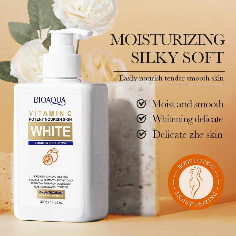 Private Label Vitamin C Body Lotion Lightening Skin Vegan Moisturizer Almond Body lotion Anti-aging Whitening Body Cream