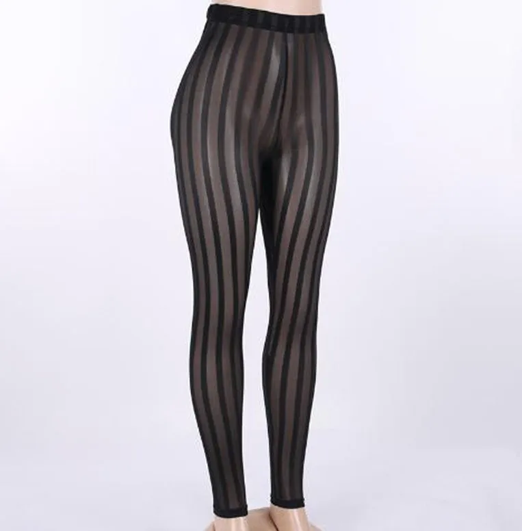 2021 Popular style stripe trousers black color women  tight pants