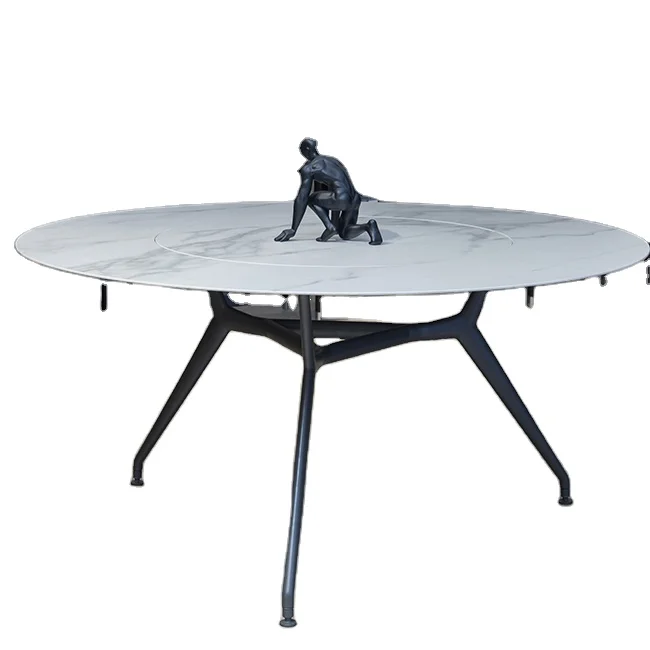 BK CIANDRE round extendable marble dining table set 8 seater for dinner