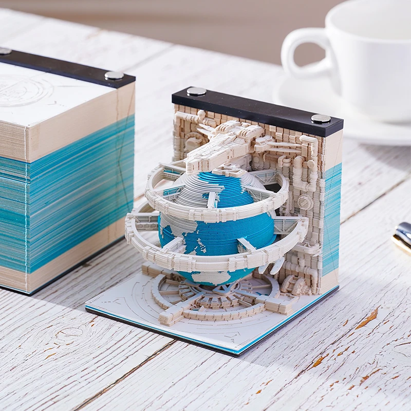 Customized 2023 Earth Saving 3D Paper Carving Calendar Notes Paper Tearing Creative Desk Calendar Table Decoration Gift