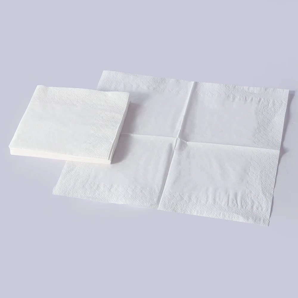 1/4 fold OEM logo printing fast food table  tissue Unbleached color napkin paper with initial