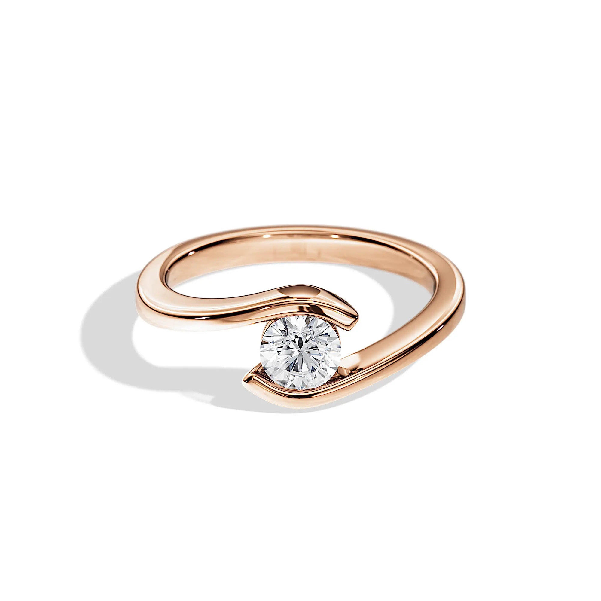 0.5 Carat Gold Diamond Ring Unique Engagement Bypass Ring Lab Grown Diamond Ring