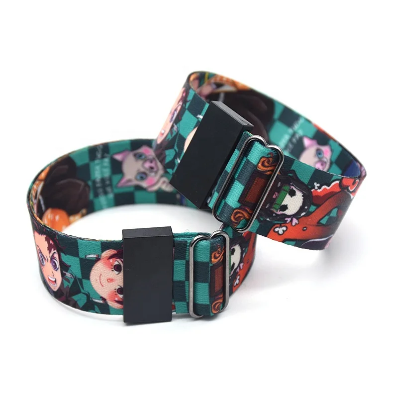 Anime Demon Slayer Adjustable Polyester Wristband Sublimation Fabric Bracelet Fashion Promotional Gift For Kids Adults