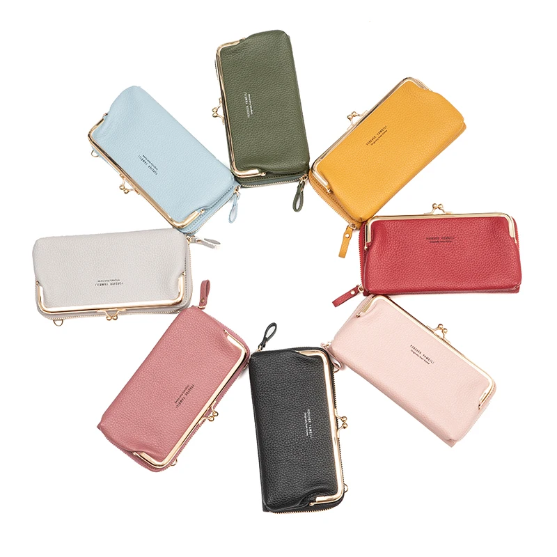 popular in korea Durable and stylish womans walletcard holder bag Lychee pattern mobile phone bag