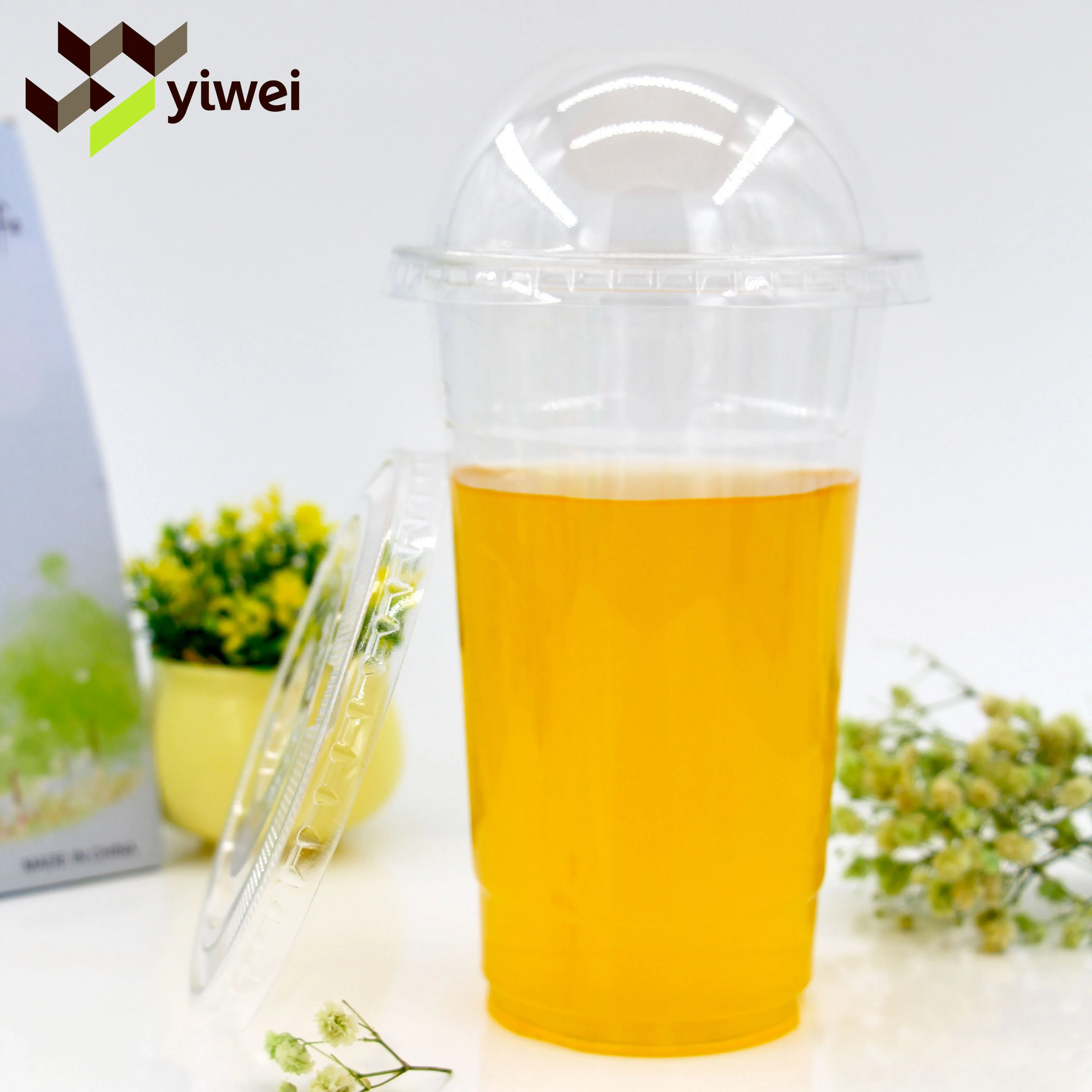 Factory Hot-sell 20oz 95mm PET Clear Thickness Plastic Bobble Tea Cups, Reusable Customize Logo Eco Milkshake Cup With Split Lid