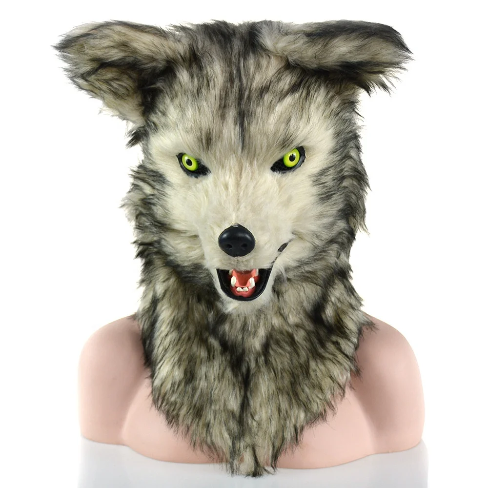 Tgirl Wolf Moving Mouth Mask Head Mask Realistic Animal Halloween Mask for Halloween Cosplay Costume Party