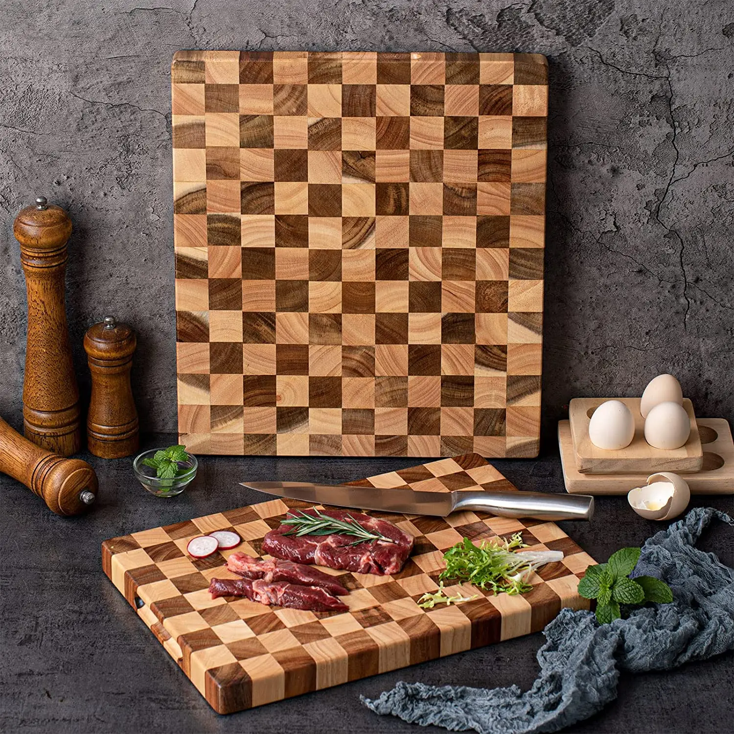 Бамбуковая разделочная доска для кухни двусторонняя деревянная