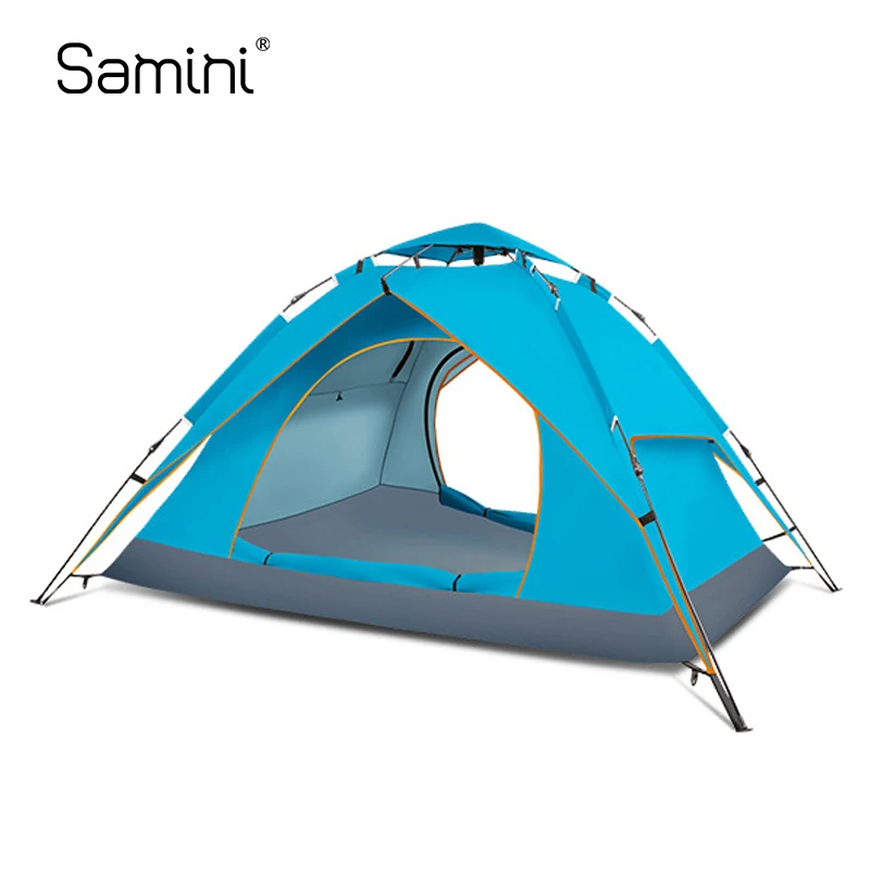 Samini Double layer waterproof automatic tent double door hunting tent barraca camping easy set up 3-4 people tent