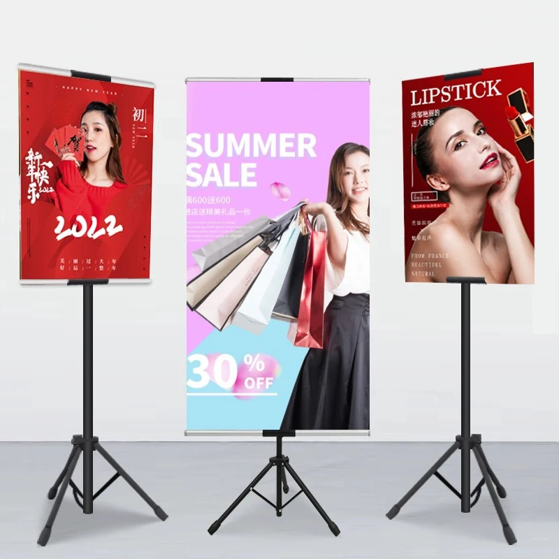 Adjustable tripod display stand Cardboard poster banner Iron stand advertising stand