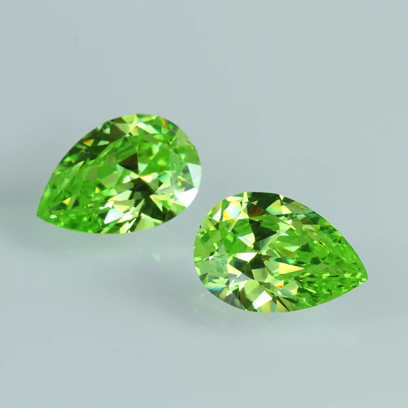 Cheap Price High Quality Pear Cut Green Color Preciosa Mystic Zirconia Cubic Zirconia CZ Stone Bulk Loose Stones Wholesale Price