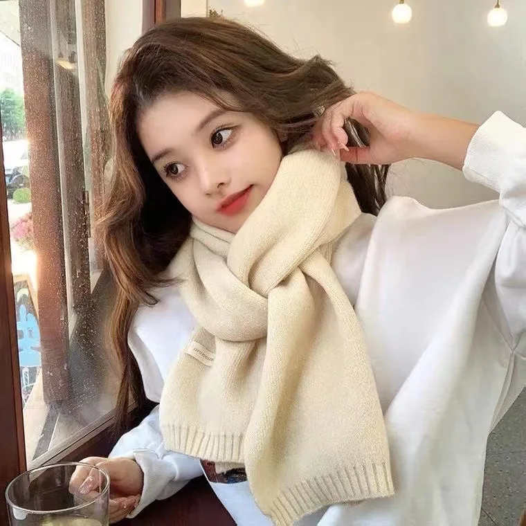 ZANDY OEM  Designer Knitted Wool Winter Scarf for Women Long Square Style Plain Color Shawl Scarf