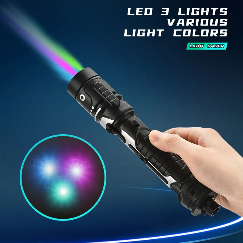 2-in-1 Luminous Toy Telescopic Fluorescent Stick Flashlight Stick 7 colors switch freely  laser Space Sword toy for kids