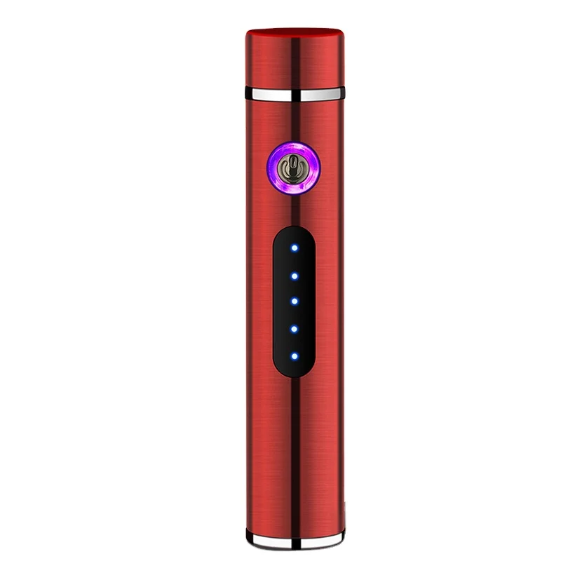JL113-1 Personalized Custom Long Mini Charging Dual Arc Lighter With Battery Display USB Electronic Lighter