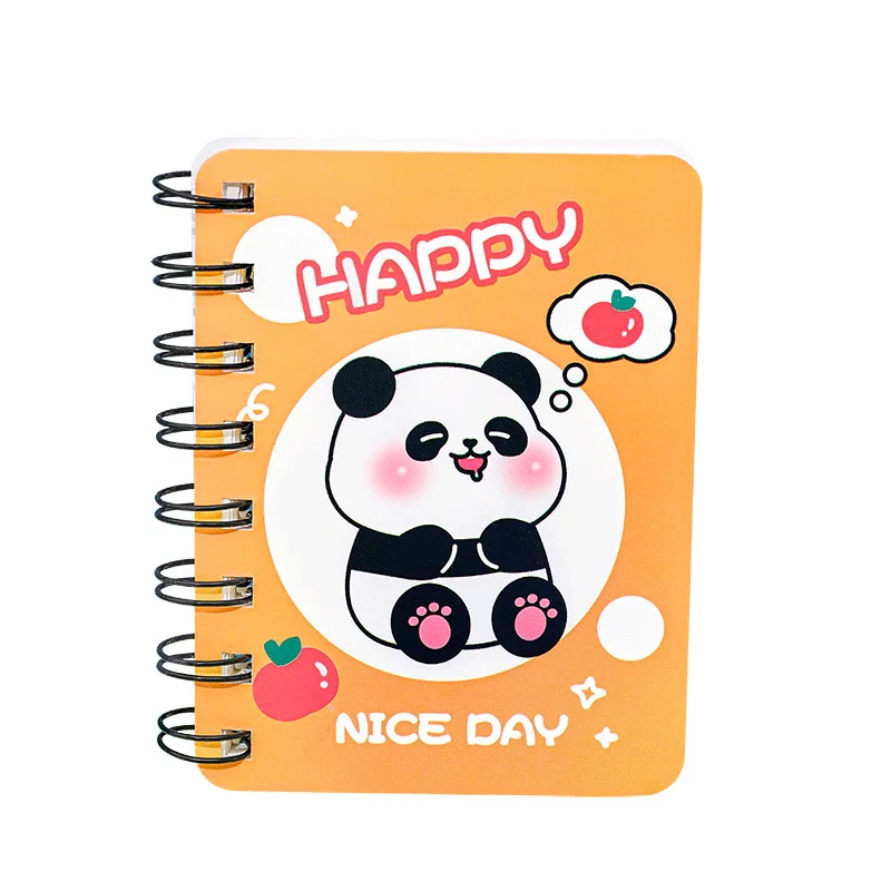 School cartoon cute panda printing spiral A7 size mini notebook for kids