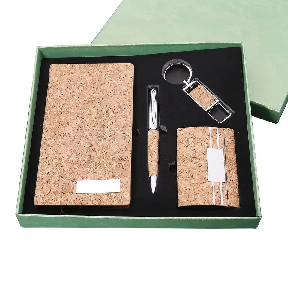 Eco Friendly Cork Notebook Set Custom Company Corporate Promotional Gift items Set Business Stationary Set