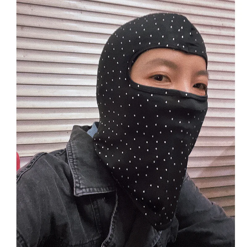 custom print balaclava balaclava ski tech windproof with rhinestone skull one hole full face motorcycle balaclava