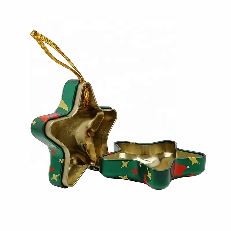 Factory Direct Sales Customization Star Shape Tin Box With Lid Christmas Tin Box for Gift Candy Cookie Package