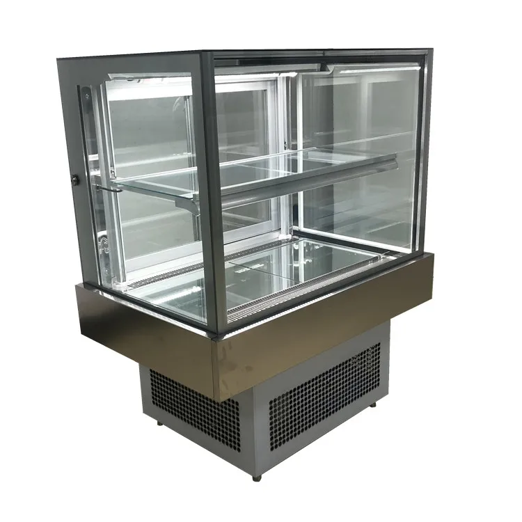 New design luxury Square Glass Cake Showcase display freezer