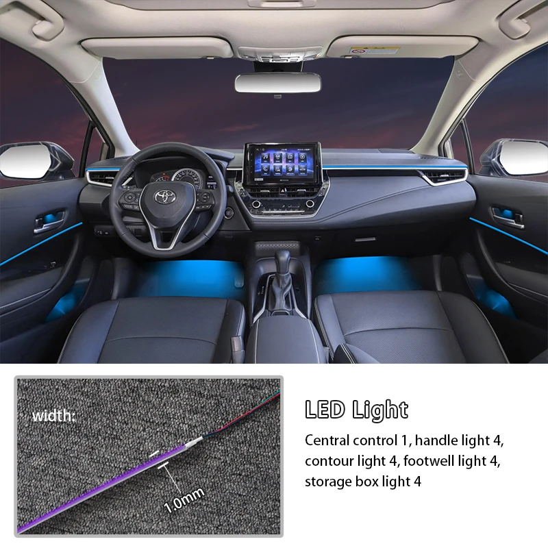2022 New High Quality   64 Colors  Car Accessories Interior Decoration  Light Kit Ambient Light For Toyota Corolla
