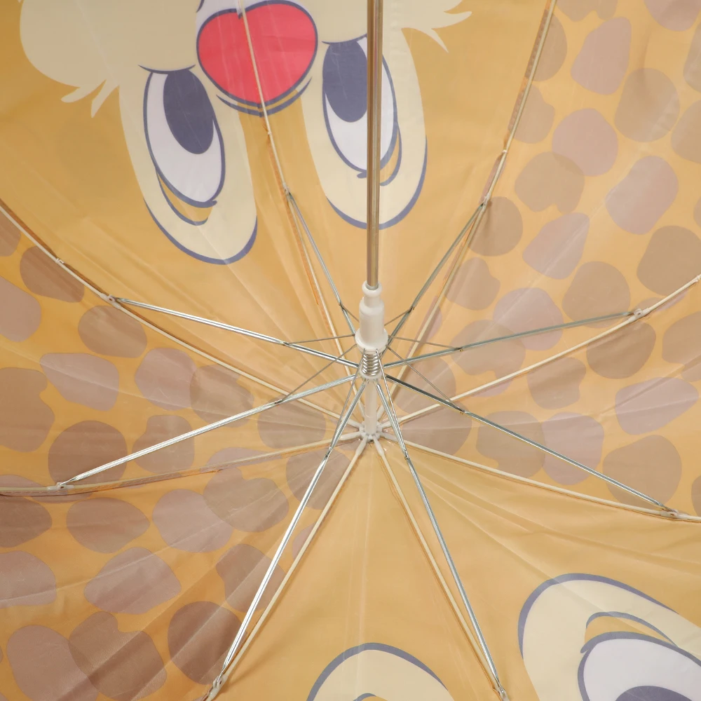 Squirrel Animal with Ear Soft Combine Matching Straight Stick Umbrella Yellow OEM Color Rubber Coating Handle FIberglass Frame