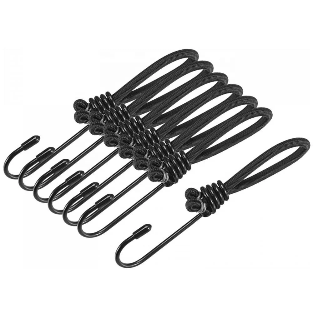 Rubber Stretchy Bungee Cords with Steel Hooks for Tarp Covers Bungee Cord