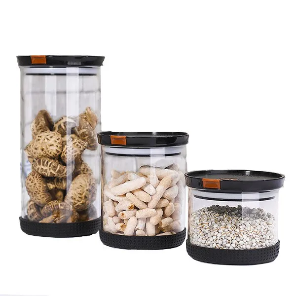 Factory direct sale 3 in 1 set combine high borosilicate air tight food storage glass jars containers
