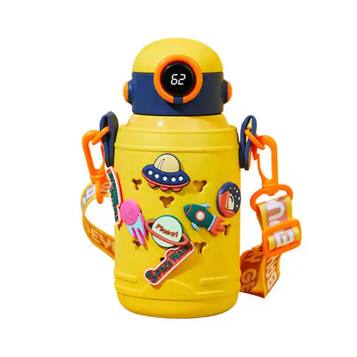 2024 Best Selling Stainless Steel Children Cute Cartoon Vacuum Flasks Kids Tumbler Thermos Mug Thermal Water Bottle with Straw