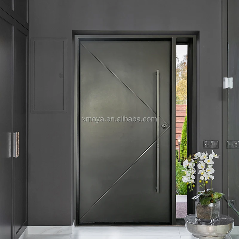 Modern Design White Exterior Security Metal Doors Exterior Steel Prehung Exterior Bulletproof Front Doors With Glass Side Window
