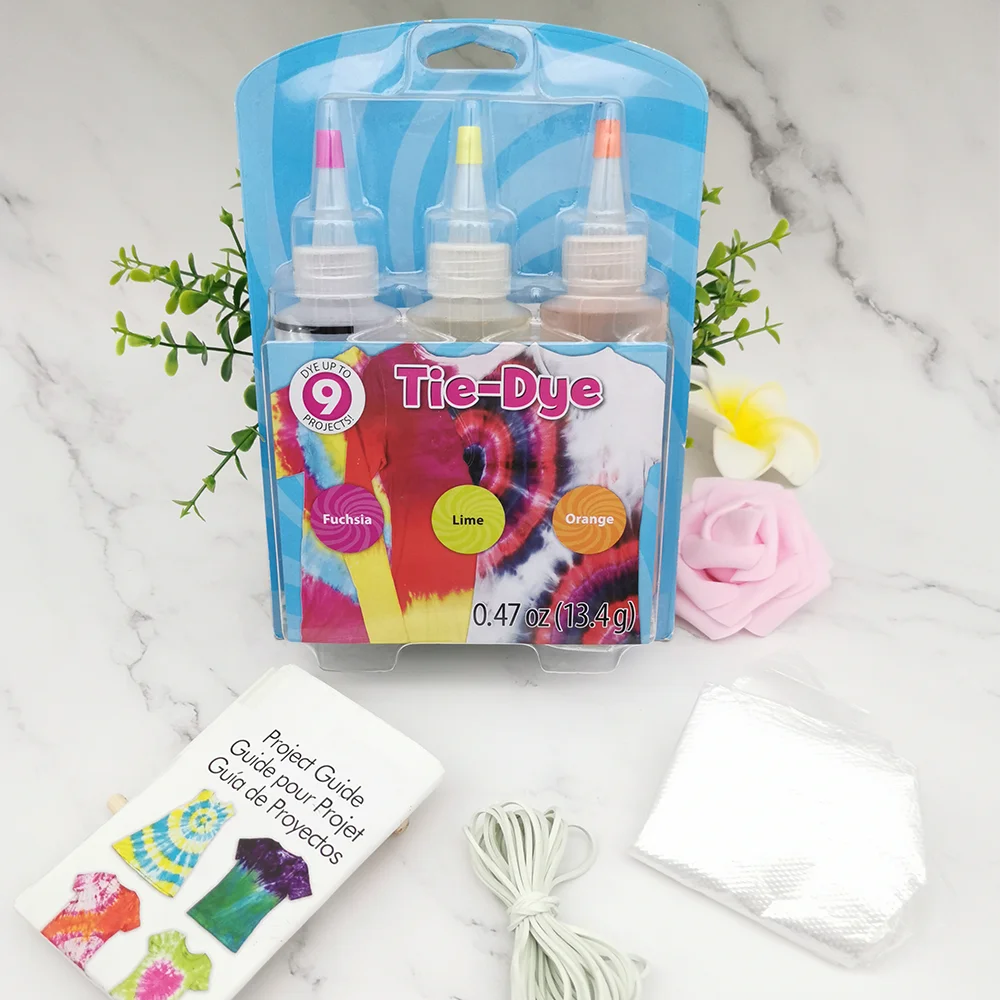 3 Colors Dyes for Permanent Clothes Colorant Adult Kids Craft Kit Tie Dye Kit