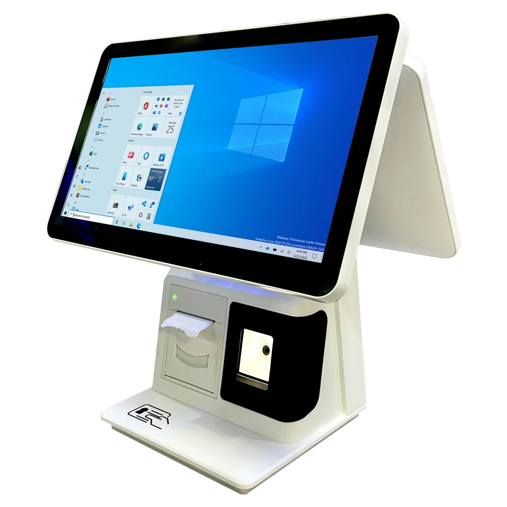 Dual Screen touch screen pos machine terminal windows PC computer android cash register pos printer all in one for restaurants