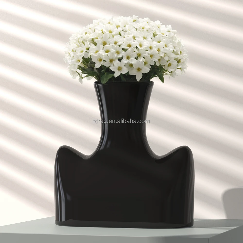 Factory Custom Design Glossy Glaze Texture Multi colors Porcelain Ceramic Dried Flower Vase for Centerpiece Table Decor