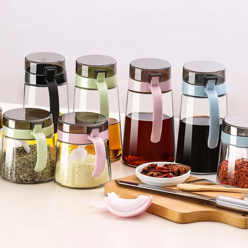 
Creative Kitchen glass seasoning container 700ml oil Vinegar bottle seasoning pot Leak proof cooking oil glass bottle 