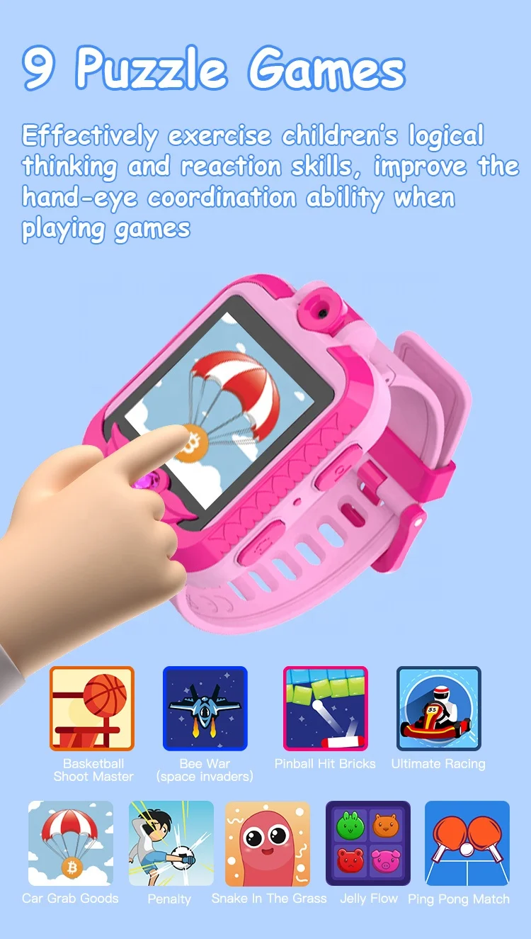 2023 Newest Electronic Kids Smart Watch with Flip Camera Child Watch Voice Video Record Pedometer for Kids Christmas Gift