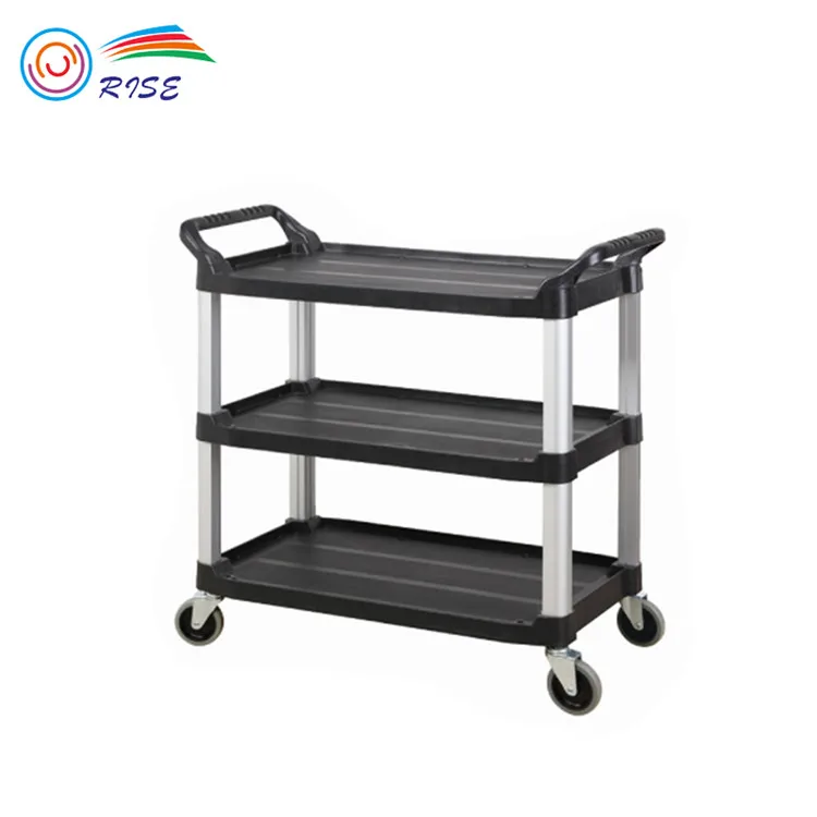 Luxury Black Plastic And Stainless Steel Hotel Tea Service Trolley Cart