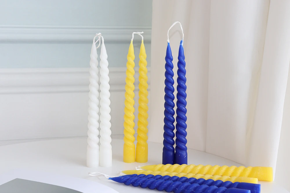 Supermarket hot sell  spiral conjoined candle colorful hand make factory cheap price